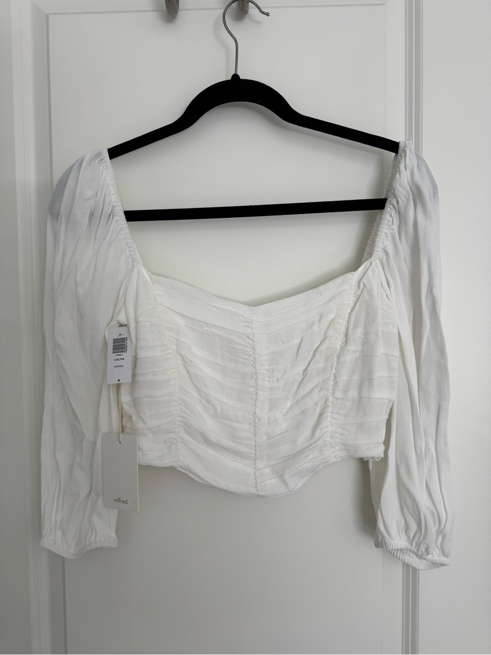 NWT Aritzia Lolita Cropped Ruched Blouse